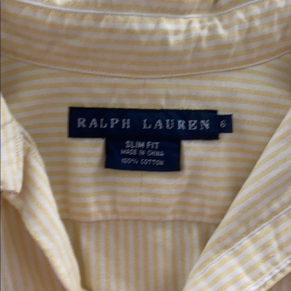 Ralph Lauren Beige Striped Button Down Shirt - Picture 2 of 6